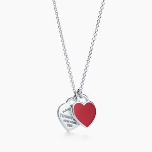 Tiffany & Co. Red and Silver Heart Pendant Necklace